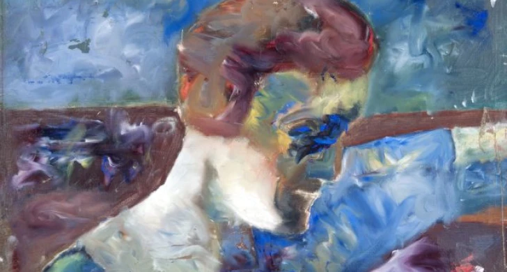 Åke Göransson, Sverige 1902–1942, Kvinna i blått, 1933–1937, olja på duk uppklistrad på masonit, 74 x 52 cm, Göteborgs konstmuseum. Foto: Hossein Sehatlou.