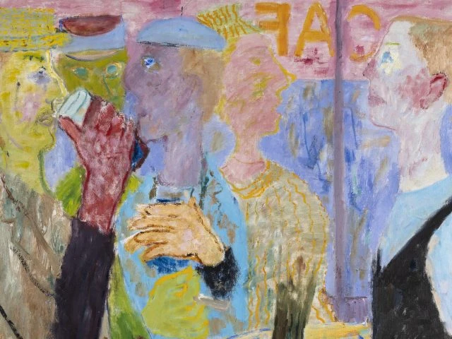 Ragnar Sandberg, Sverige 1902–1972, Händer vid bardisken, 1937, olja på duk, 98 x 93 cm, Göteborgs konstmuseum, inköpt 1964, GKM 1722, foto: Hossein Sehatlou, © Ragnar Sandberg/Bildupphovsrätt Sverige 2023. Bild beskuren.