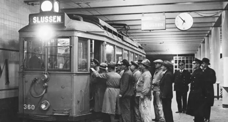 Tunnelbanestation vid Ringvägen, nuv. Skanstull, före öppnandet, år 1933.