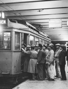 Tunnelbanestation vid Ringvägen, nuv. Skanstull, före öppnandet, år 1933.