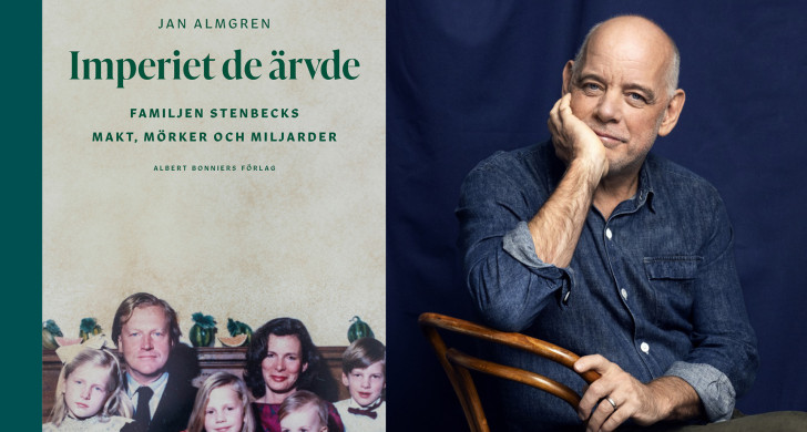 Tvådelad bild som visare ett bokomslag och en man i halvfigur