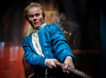 Rekonstruktion av människa i utställning på Vasamuseet.