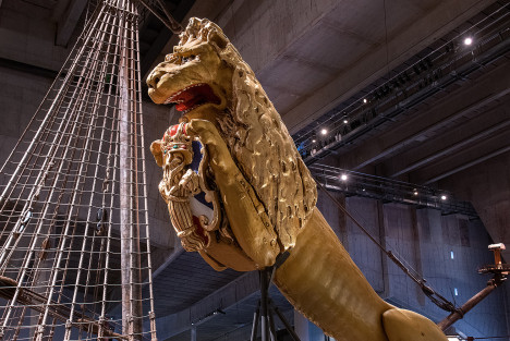 Kopia av skeppet Vasas galjonsskulptur på Vasamuseet.