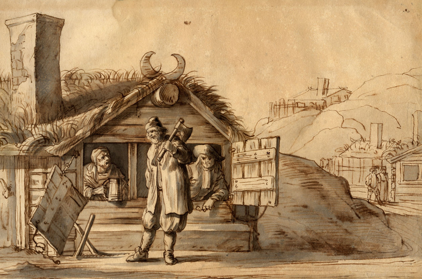 Teckning av Lorenzo Magalotti, 1674. Beskuren.