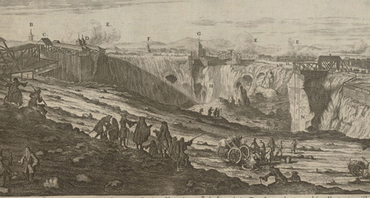 En teckning av Falu koppargruva år 1699.