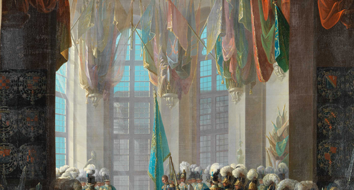 Detalj av målningen 'Gustav II Adolfs kista öppnas 1832', av Henrik Teodor Lundh.